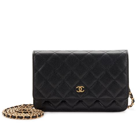 classic quilted caviar chanel wallet on a chain